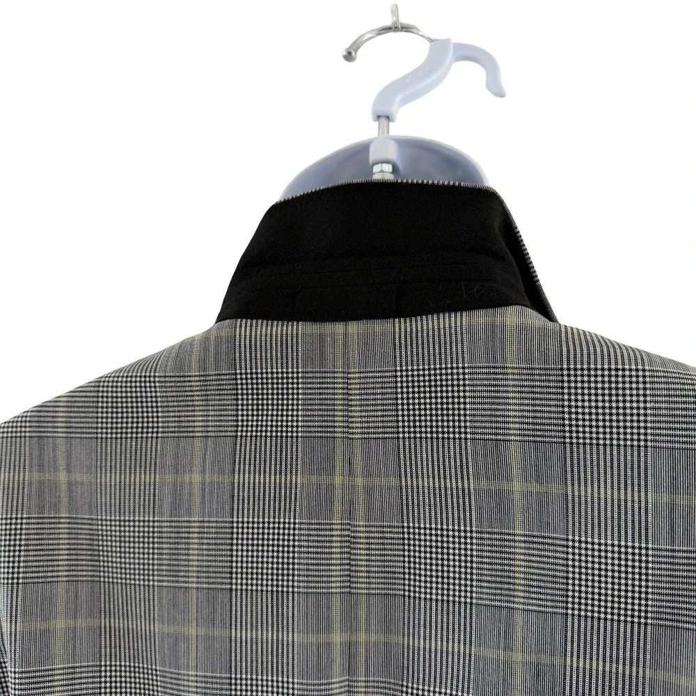 Express Suit Jacket Mens 40R Gray Plaid Wool Blend Extra Slim Stretch Business